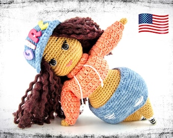 Crochet doll pattern cool hip hop dancer breakdance amigurumi eBook (english language) Curvy Girls PDF instructions