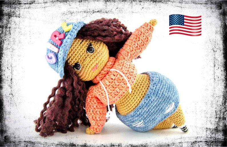 Crochet doll pattern cool hip hop dancer breakdance amigurumi eBook english language Curvy Girls PDF instructions image 1