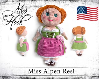 Crochet doll pattern german bavarian girl amigurumi eBook (english | us terms) PDF instructions