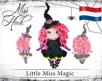 Haakpatroon voor de pop „Little Miss Magic“ kleine heks eBook PDF (dutch) Halloween Amigurumi patroon haken