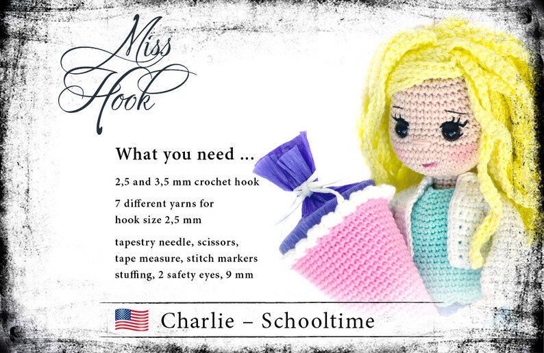 Crochet doll pattern schooltime schoolgirl high school amigurumi eBook english PDF instructions image 5