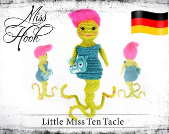 Häkelanleitung Häkelpuppe „Ten Tacle“ kleines Monster Tintenfisch Oktopus Puppe Häkeln Anleitung Amigurumi Halloween PDF (deutsch)