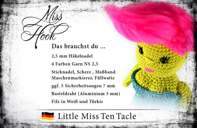 Häkelanleitung Häkelpuppe Ten Tacle kleines Monster Tintenfisch Oktopus Puppe Häkeln Anleitung Amigurumi Halloween PDF deutsch image 4