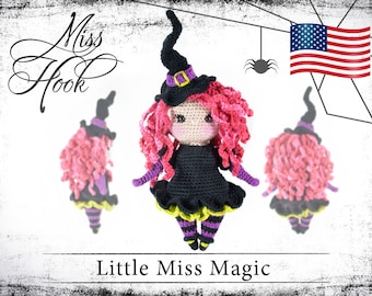 Crochet doll pattern witch magician amigurumi Halloween eBook (english) PDF instructions