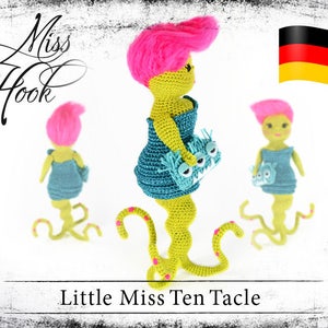 Häkelanleitung Häkelpuppe Ten Tacle kleines Monster Tintenfisch Oktopus Puppe Häkeln Anleitung Amigurumi Halloween PDF deutsch imagen 2