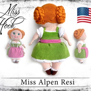 Crochet doll pattern german bavarian girl amigurumi eBook english us terms PDF instructions image 3