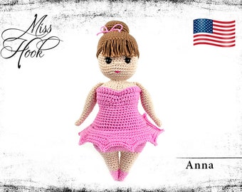 Crochet doll pattern ballerina ballet dancer dancing girl (english) Curvy Girls PDF instructions