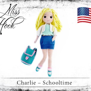 Crochet doll pattern schooltime schoolgirl high school amigurumi eBook english PDF instructions image 1