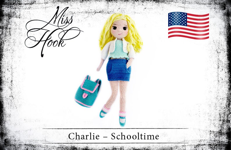 Crochet doll pattern schooltime schoolgirl high school amigurumi eBook english PDF instructions image 1