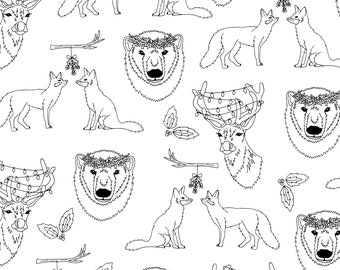 Color In Holiday Animals Gift Wrap Sheet
