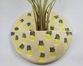 Crazy For Pineapples Airplant Air Plant Holder. Hand Made Ceramic. Wall Pocket. One Of A Kind. Free shipping.