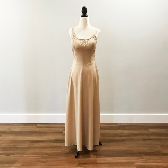 Vintage 1970s golden beige disco dress with over b