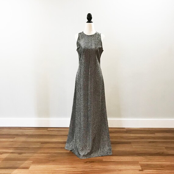 Vintage subtle silver floor length dress