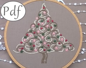 PDF Embroidery pattern - Christmas tree decor - modern Hand Embroidery design - Instant download needlepoint tutorial