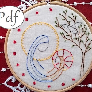 hand embroidery pattern pdf , Virgin and Child embroidery design - Needlepoint instant download pattern - christian embroidery pattern