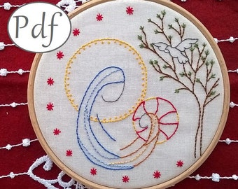 hand embroidery pattern pdf , Virgin and Child embroidery design - Needlepoint instant download pattern - christian embroidery pattern