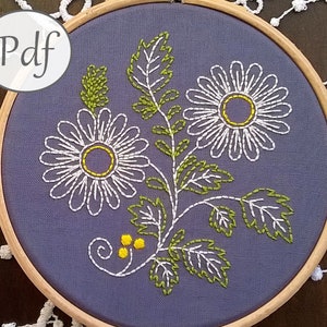 pdf Embroidery pattern, dandelion , digital download design and tutorial needlepoint, DIY wall art, spring decor hoop art