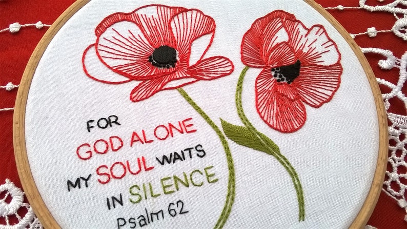 Hand Embroidery Pattern Pdf Poppies With Bible Verse - Etsy
