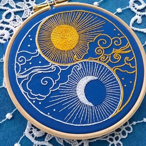 instant download embroidery pattern sun and moon and yin yang beginner embroidery pattern needlework tutorial easy stitching image 5