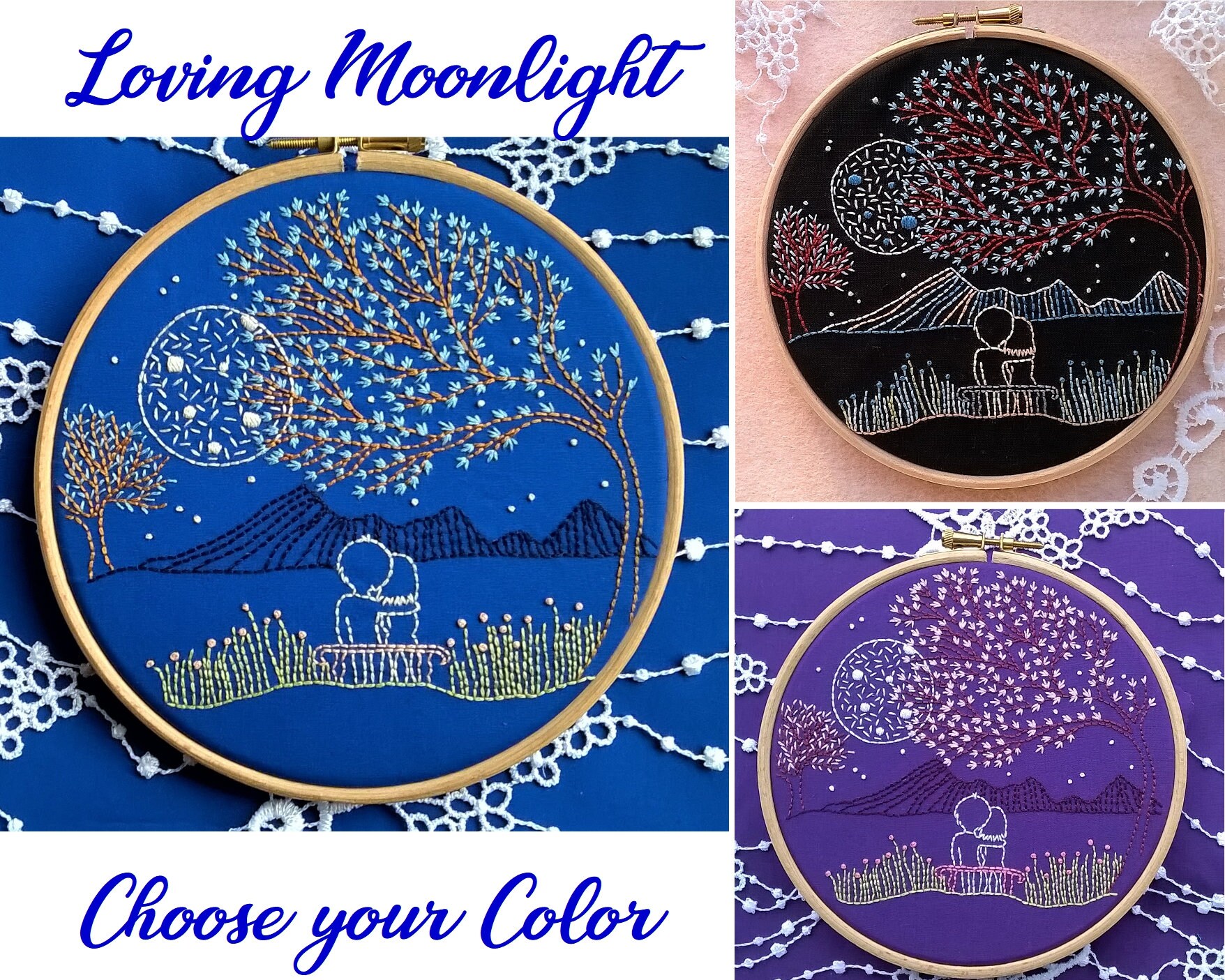 hand Embroidery kit beginner stitching kit moonlight Etsy