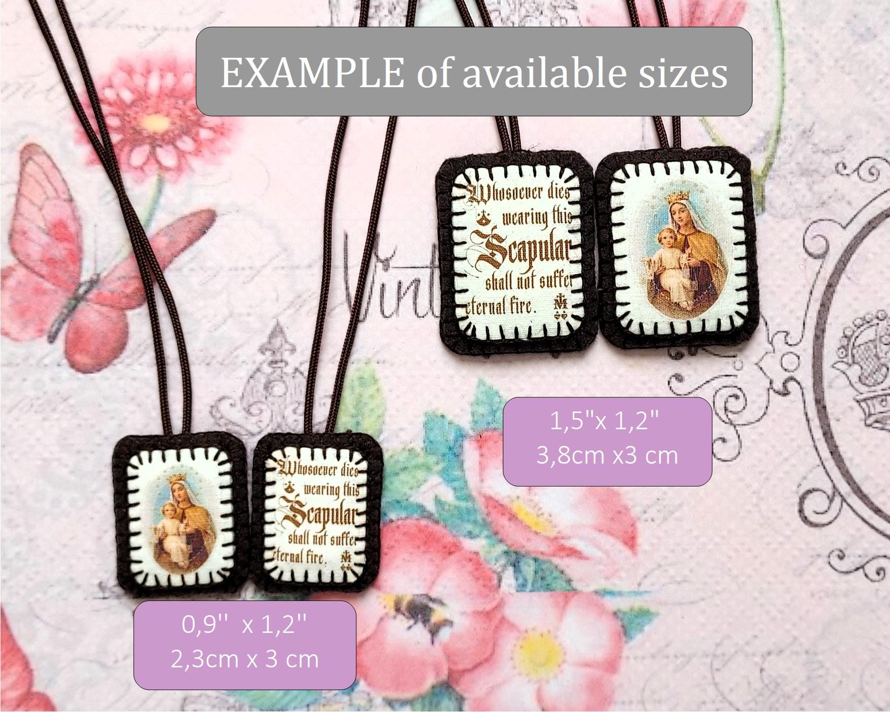 Brown Scapular With Our Lady of Mt. Carmel and Scapular Promise- Wool ...