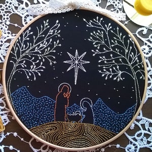 PDF Embroidery pattern Christmas decor nativity scene Hand Embroidery design Instant download needlepoint tutorial zdjęcie 6