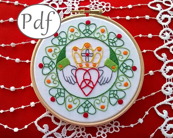 伝統的な刺繍パターン - アイルランドのクラダ - 現代の聖パトリック  