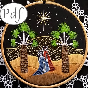 PDF Embroidery pattern - Christmas design - nativity scene Hand Embroidery - Instant download needlepoint tutorial - modern embroidery