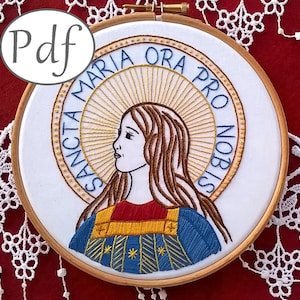 hand embroidery pattern pdf, Virgin Mary embroidery design - Santa Maria Needlepoint instant download pattern - christian embroidery pattern