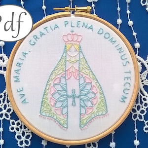 hand embroidery pattern pdf - Virgin Mary &quot;Ave Maria&quot; - Hail Mary-  embroidery design - Christian Needlepoint instant download
