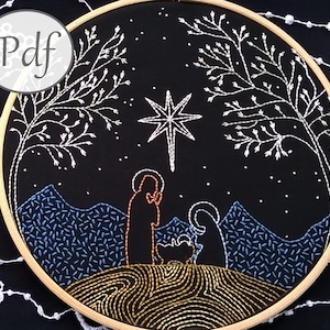 PDF Embroidery pattern Christmas decor nativity scene Hand Embroidery design Instant download needlepoint tutorial zdjęcie 1