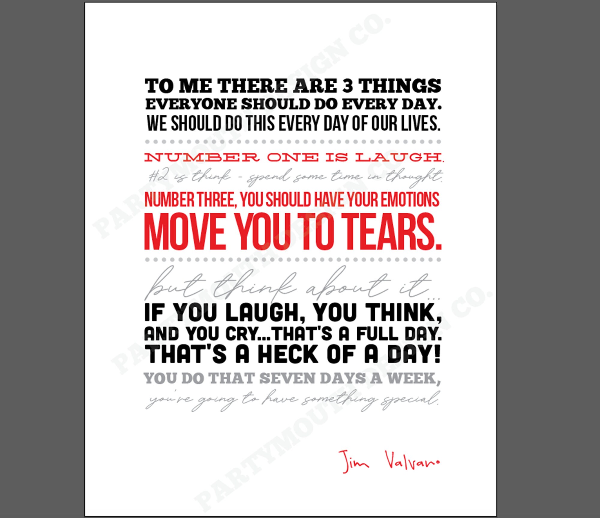 Jimmy V Full Day Quote DIGITAL DOWNLOAD Inspirational Print Typography