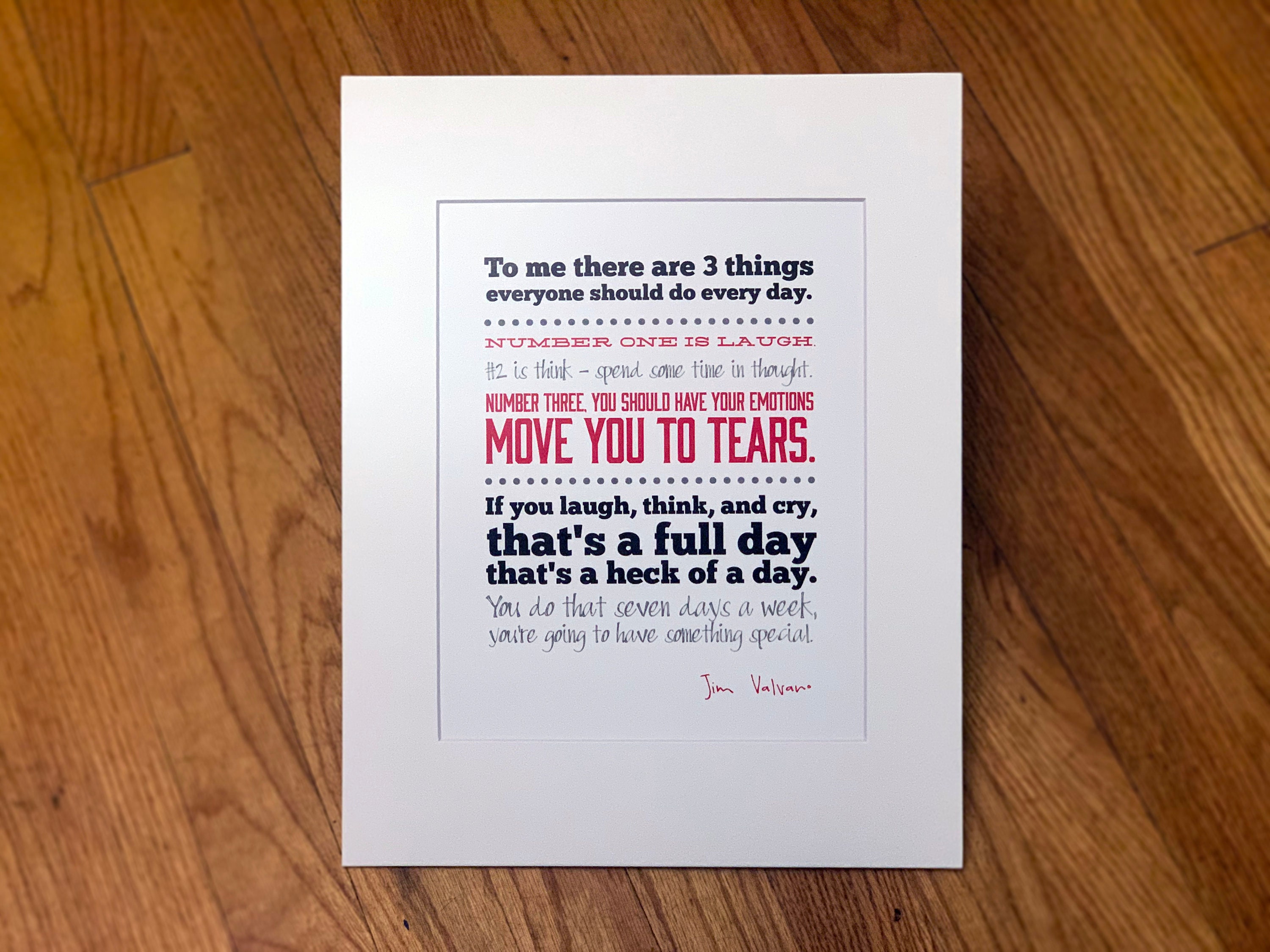 Jimmy V Full Day Quote Inspirational Print Typography Motivational
