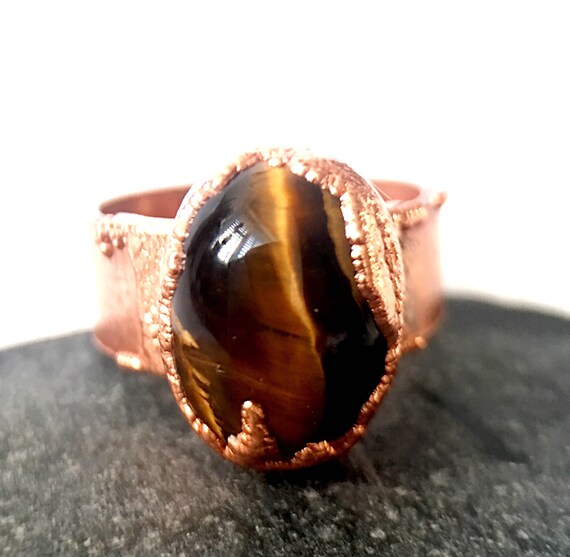 Copper Jewelry Copper Tigers Eye Ring Tigers Eye Copper Ring Boho Ring Quartz Stacking Ring Tigers Eye Jewelry