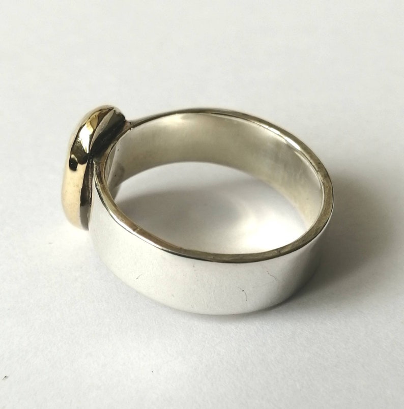Australian Opal Ring Natural Opal Ring Solid Opal Gold and Silver Ring Modern Opal Ring US ring size 7 14 Opal Ring UK size N 12