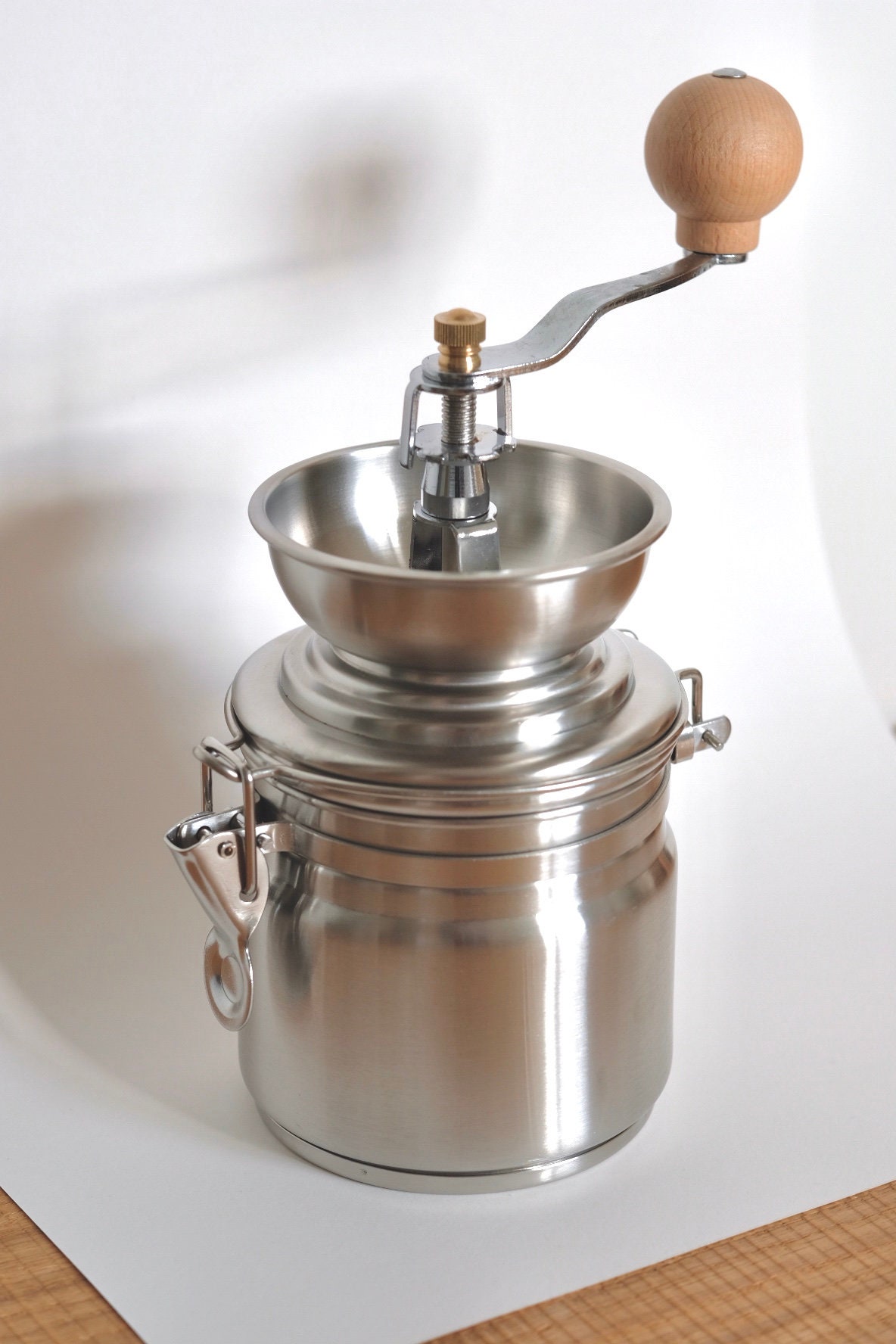 Coffee Grinder Manual Vintage Style Stainless Steel and Wood Etsy