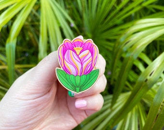 Pink Flower - Wooden Pin