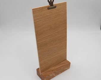 Stand clipboard display oak, oiled, for DIN long