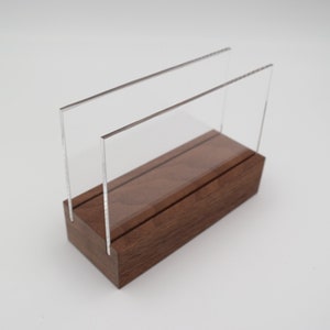 Flyer holder made of solid walnut wood, oiled surface