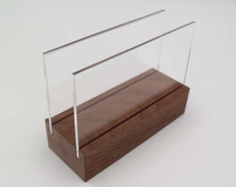 Flyer holder made of solid walnut wood, oiled surface