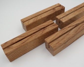 Set of 4 postcard holders made of oak, oiled, card holder stand made of solid wood, 2nd quality