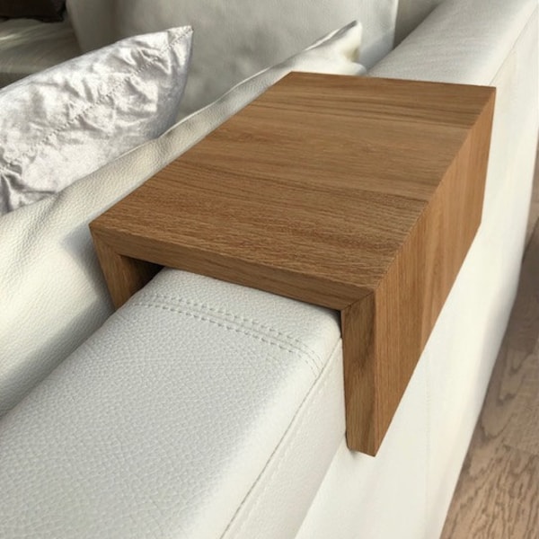 Coffee table storage tray for sofa couch oak