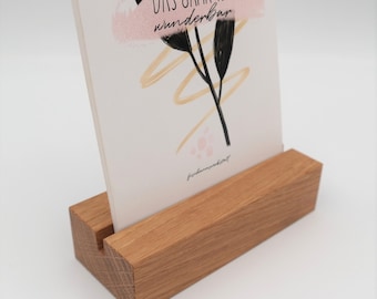 Photo stand calendar base made of oak wood, oiled, simple and elegant