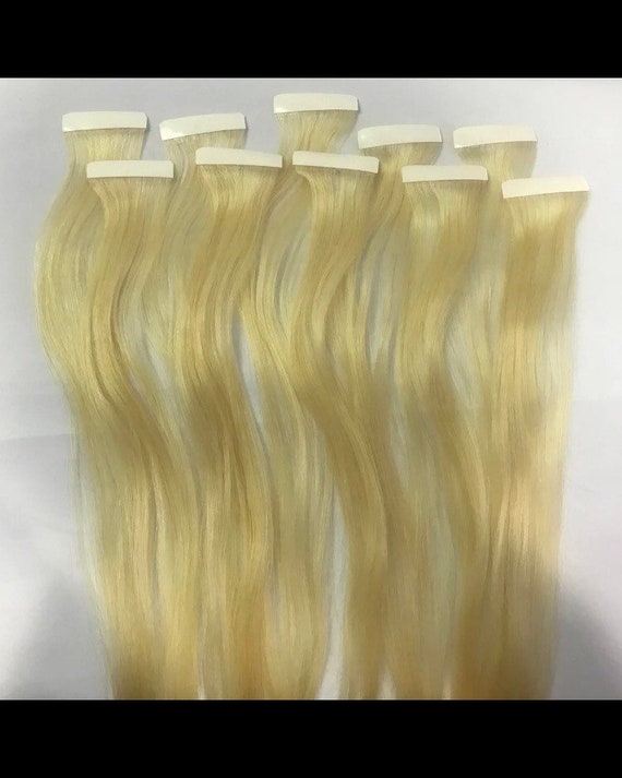 10 Piece Bleach Blonde 613 Remy Human Hair Handmade Tape In Etsy