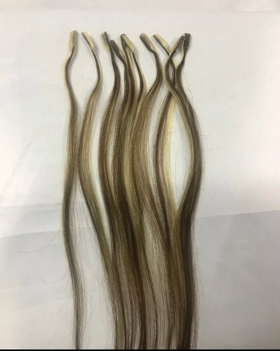 10 Single Strands Medium Brown And Blonde Fusion Utip U Tip Etsy