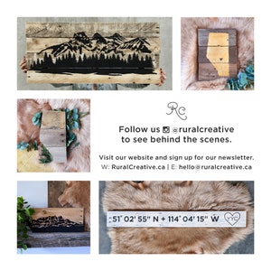 Three Sisters Sign Canmore Mountain Scene Rustic on Reclaimed Pallet Wood Mini Size image 9