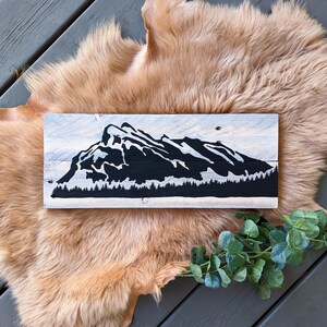 Rundle Mountain Sign | Banff Mountain Scene Rustic on Reclaimed Pallet Wood | Mini Size