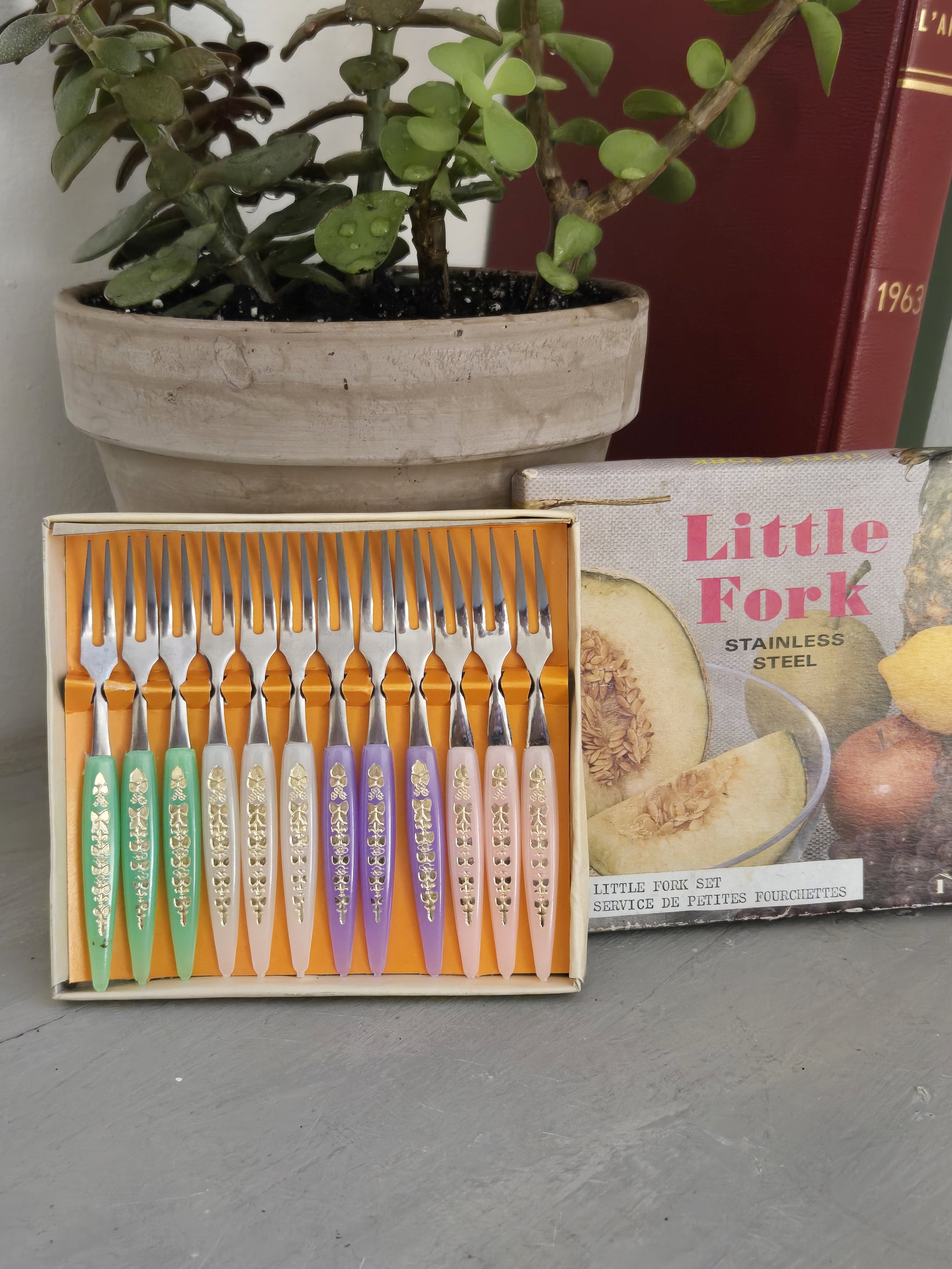 Vintage Little Fork Set/Cocktail Forks/Retro Kitchenware