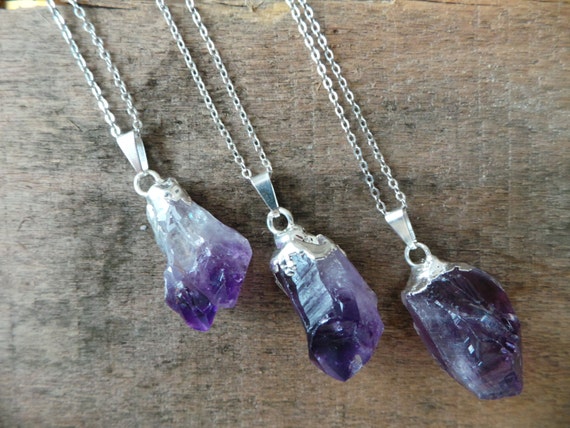 Items similar to Raw Amethyst Necklace, For Her, Gift For Girlfriend ...