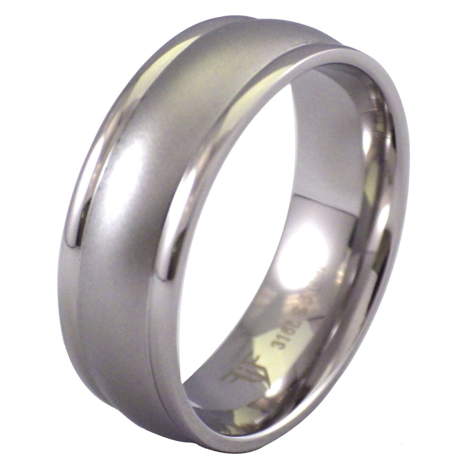 Minimalist Simple Wedding Band Silver Stainless Steel Anniversary Ring